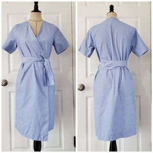 Cos Light Blue Cotton Wrap Dress 